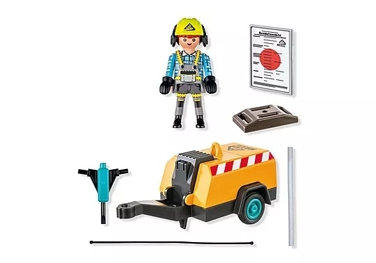 Set figurine lucrător în construcții cu ciocan pneumatic