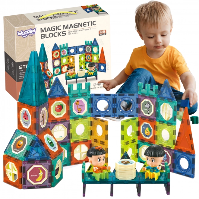 Set de construcții magnetice Woopie castel 98 piese