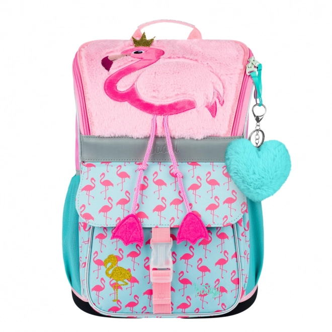 Set 3 piese BAAGL Zippy Flamingo: Ghiozdan, penar, saculet