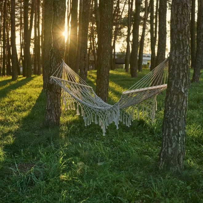 Hamac de grădină Boho cu franjuri gri 200 cm