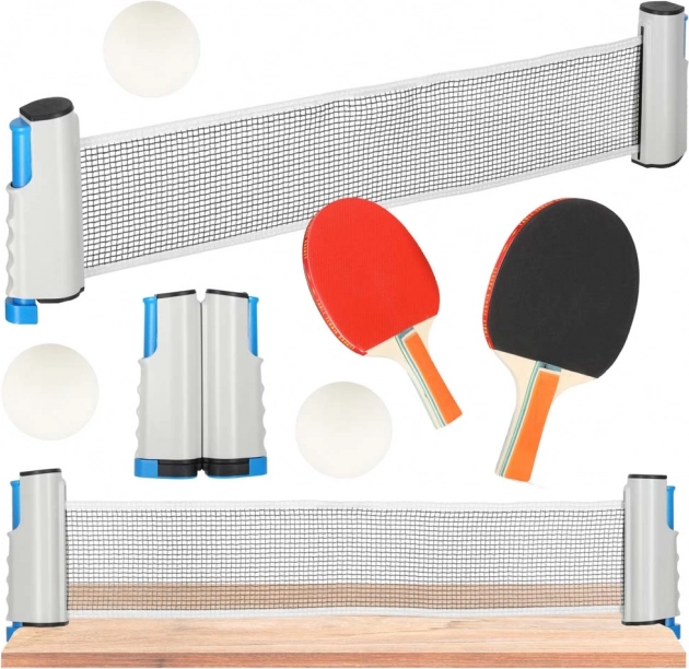 Set de tenis de masă cu plasă extensibilă și 2 palete
