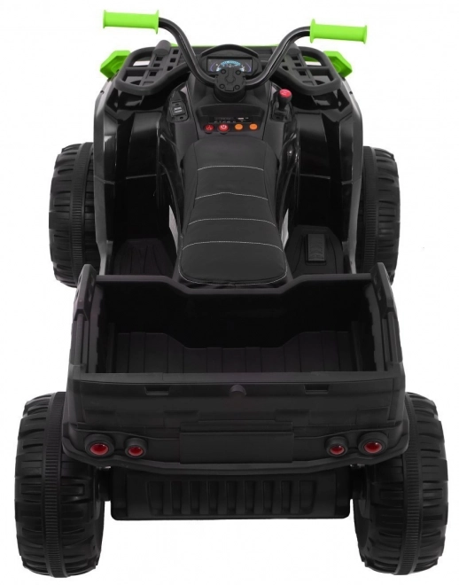 ATV XL 2,4GHz baterie pentru copii negru/verde + telecomandă + tracțiune 4x4 + suport bagaje + pornire lentă + EVA + LED audio