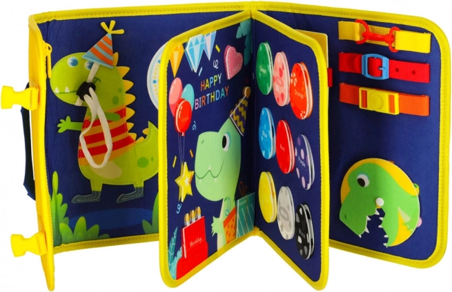Placă senzorială Montessori cu temă de dinozaur albastră