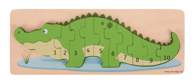 Puzzle educativ Bigjigs Toys crocodil cu numere