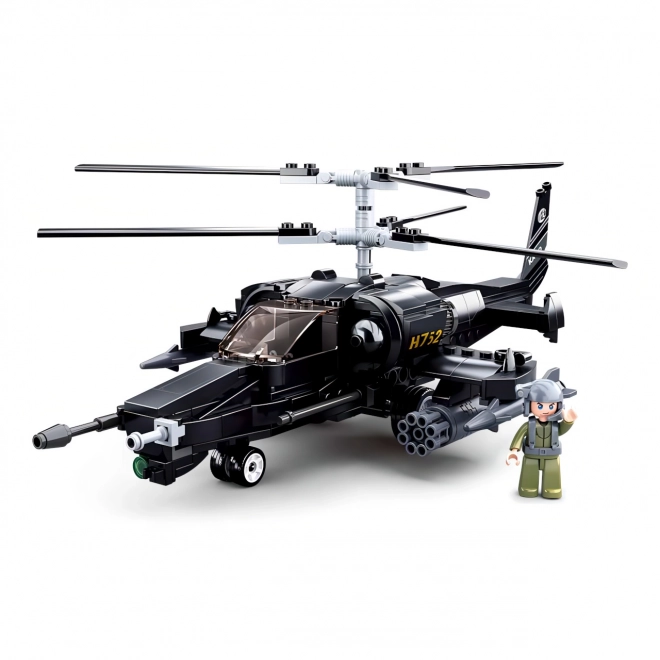 Elicopter de luptă Ka-50 Black Shark din cărămizi model Sluban