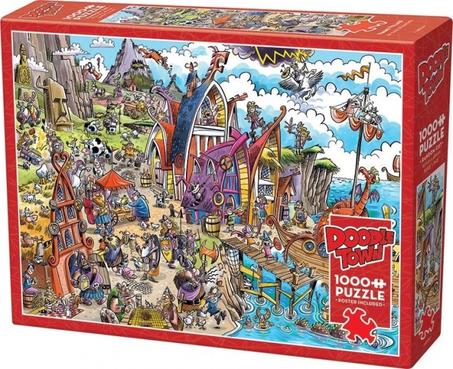 Puzzle Cobble Hill DoodleTown: Vesnice Vikingilor 1000 piese