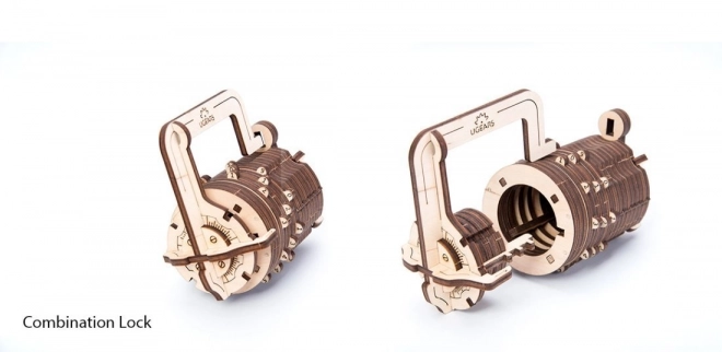 Puzzle 3D mecanic UGEARS: Lacăt numeric, 34 de piese