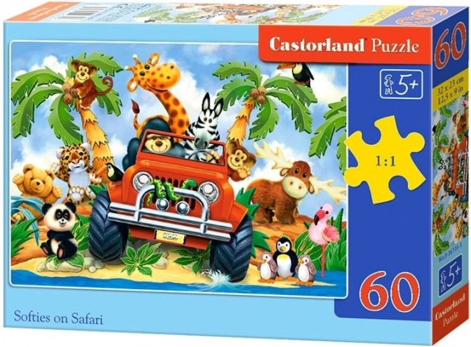 Puzzle softies pe safari 60 de piese