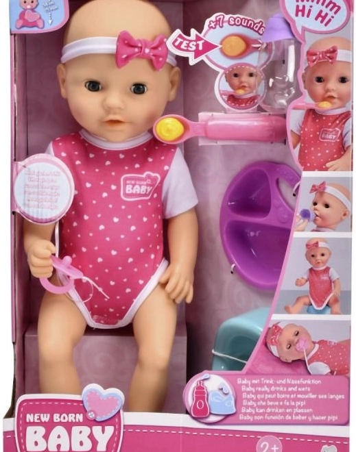 Păpușa Nou Născut Bebeluş Flămând 38 cm