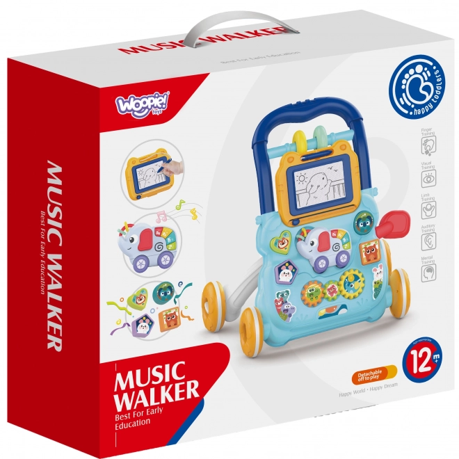 Choditor interactiv cu muzică și tablă de desen Woopie Baby