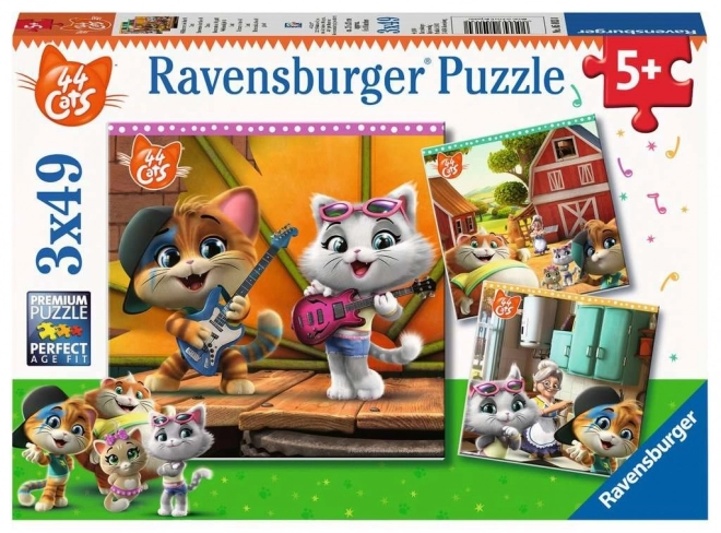 Puzzle Ravensburger Bine ați venit la 44 de pisici 3x49 piese