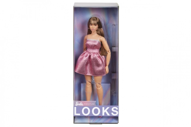 Barbie Looks brunetă în rochie mini roz