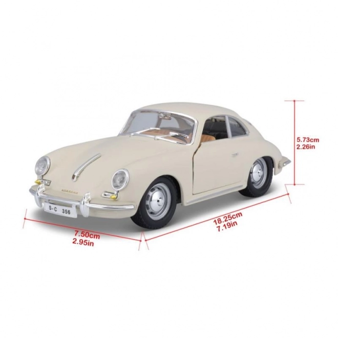 Mașină de colecție Porsche 356B Coupe 1961 Ivory la scară 1:24 de la Bburago