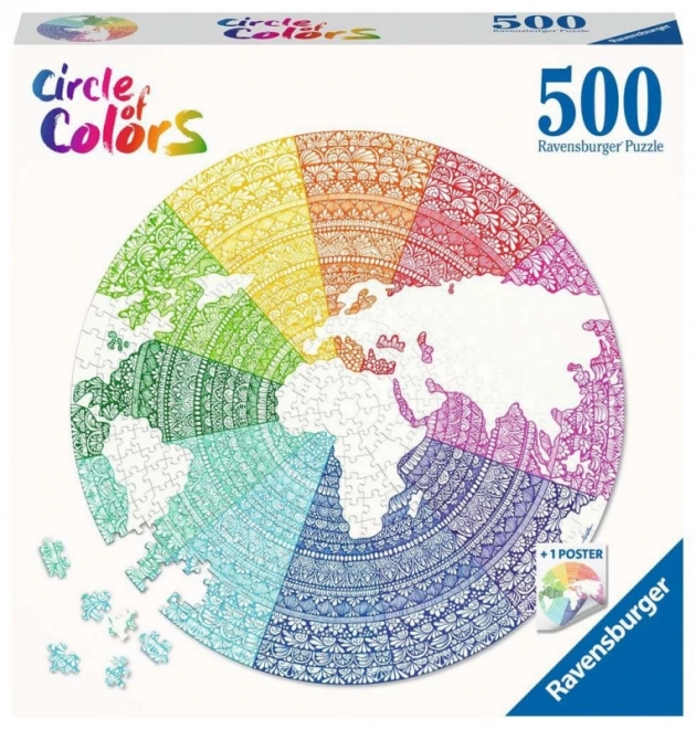 Puzzle cercul culorilor mandala 500 piese Ravensburger