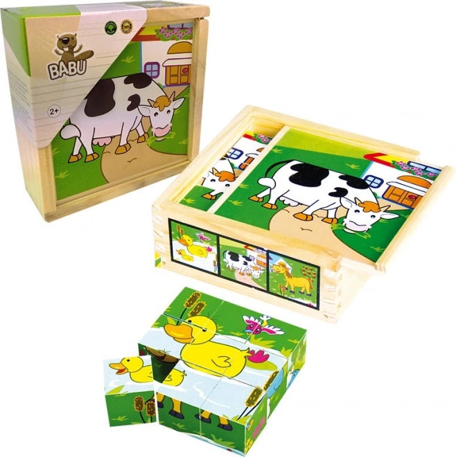 Cuburi cu imagini animale de companie BABU, set 9 cuburi
