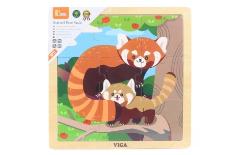 Puzzle din lemn cu 9 piese - Panda Roșie