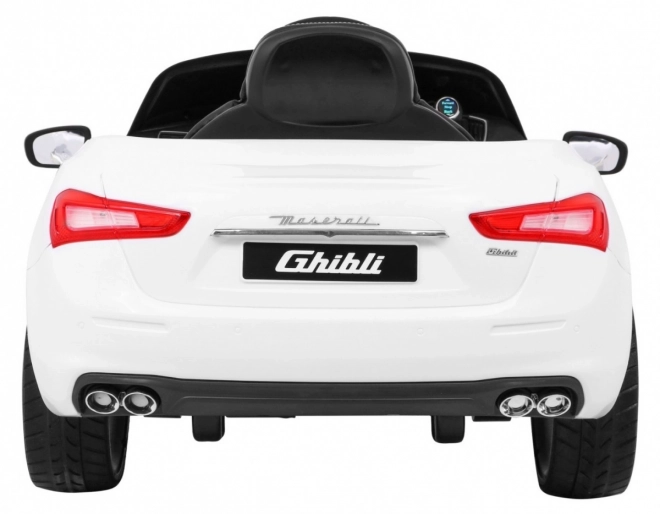 Maserati Ghibli mașină electrică pentru copii Albă + Telecomandă + Pornire lentă + EVA + MP3 USB + LED
