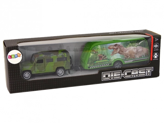 Set Jeep cu remorcă și dinozauri