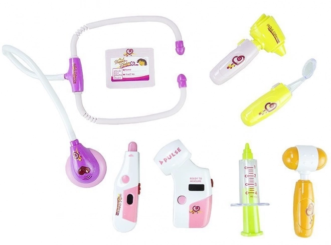 Set de instrumente medicale cu valiză roz