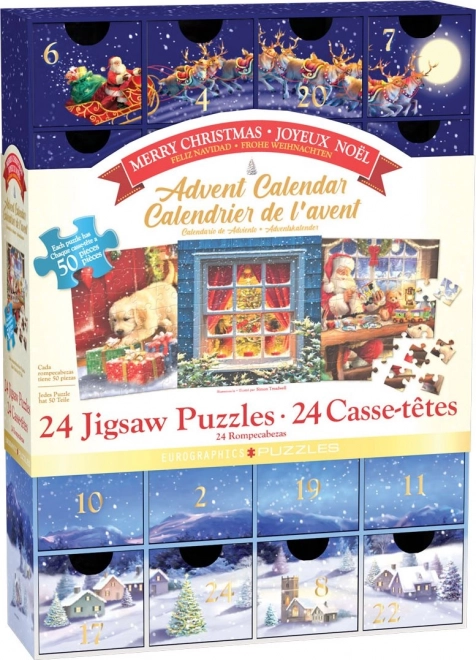 Calendar advent puzzle Crăciun fericit 24x50