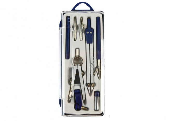Set geometric de instrumente de desen tehnic cu compas și organizator