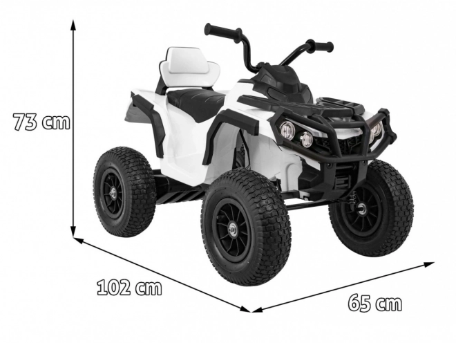 Baterie pentru copii ATV Air Quad Alb + roți gonflabile + radio MP3 + pornire gratuită