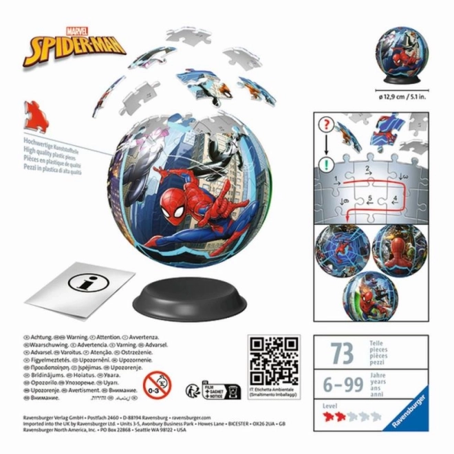 Puzzle 3D Sfera Spiderman 72 piese