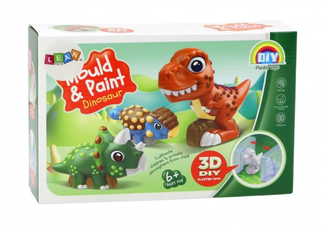 Set creativ artistic dinozauri 3D ghips și vopsele