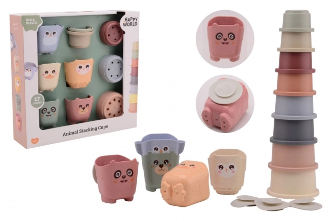 Cănițe stivuibile animăluțe Happy World bio plastic