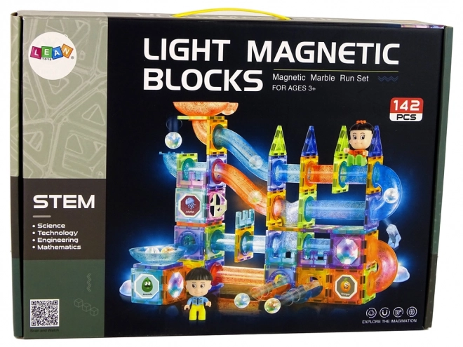 Tobogan luminos pentru bile cu blocuri magnetice