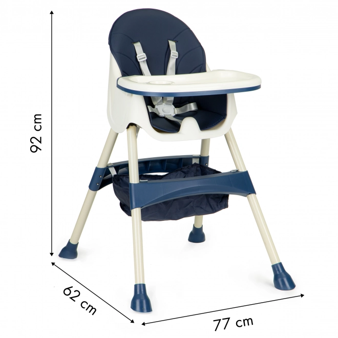 Scaun de masă Ecotoys 2 în 1 albastru