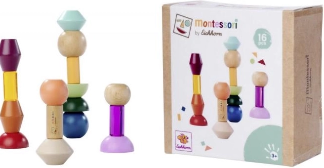 Blocuri Montessori de stivuire – construcție geometrică din lemn