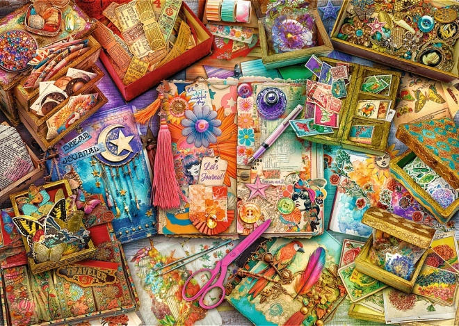 Puzzle trefl premium plus ora ceaiului: scrapbooking 1000 piese