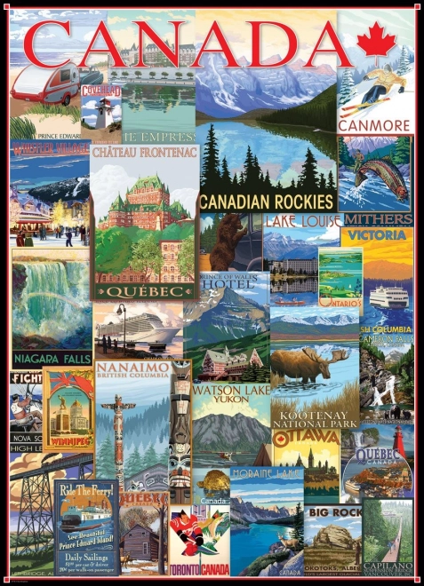 Puzzle Plakate de Călătorie Canada 1000 Piese