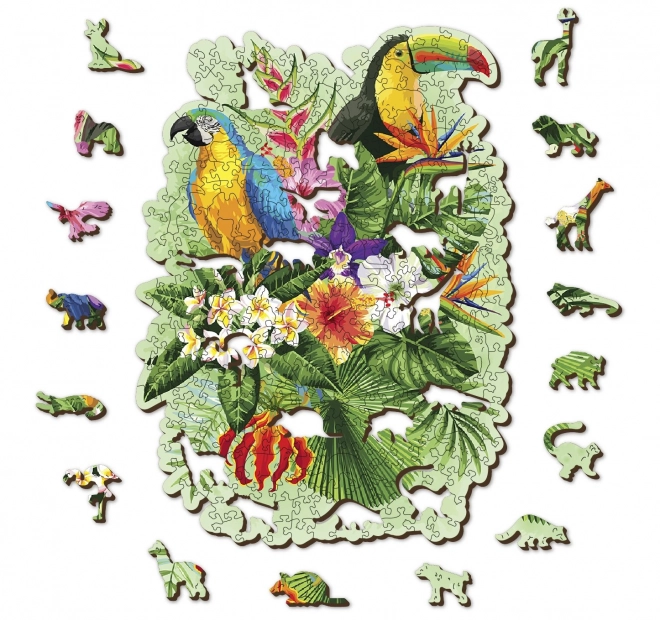 Puzzle din lemn păsări tropicale