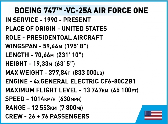 Set construcție avion președințial Boeing 747 Air Force One