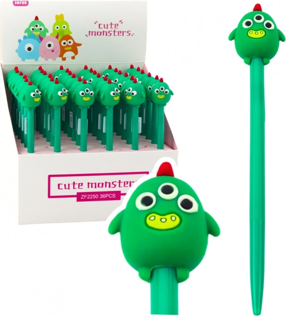 Pix cu gel Creatura Verde cu Cerneală Albastră 17 cm 0,5 mm