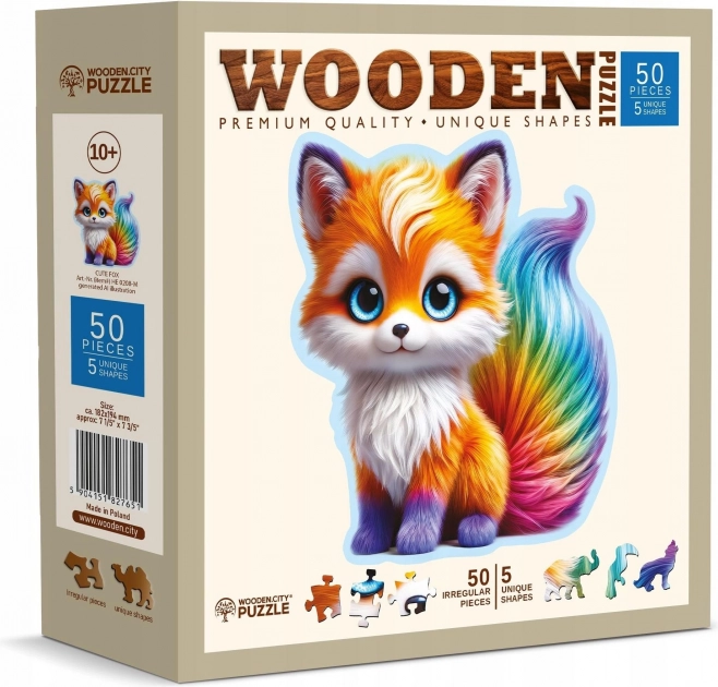 Puzzle de lemn Vulpea Drăguță 50 piese de la Wooden City