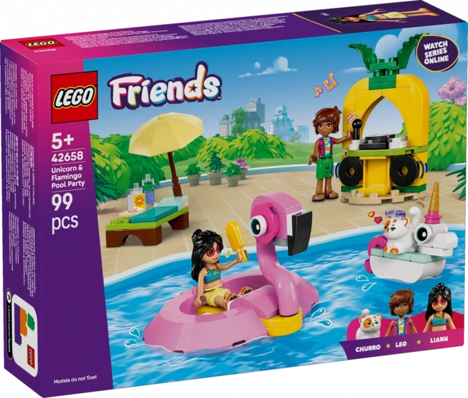 Lego Friends Distracție la piscină cu unicorn și flamingo