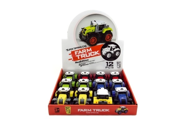 Tractor răsturnibil din plastic 10cm mix de culori pe baterii