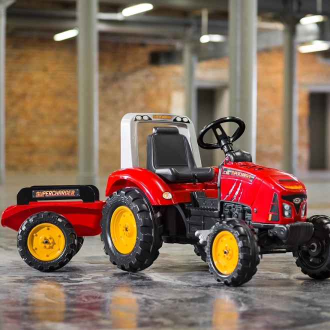 Tractor cu pedale Red Supercharger cu remorcă deschidere Falk