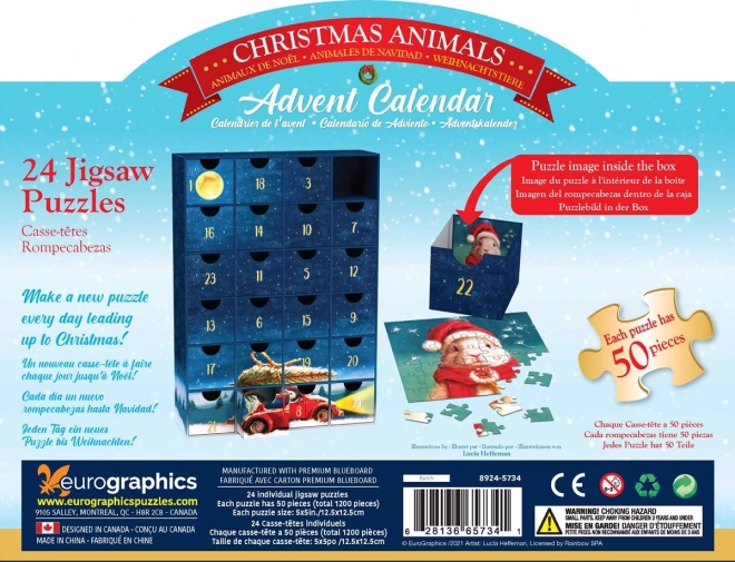 calendar de Advent Puzzle Eurographics: animale de Crăciun