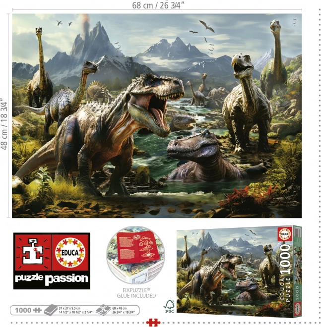 Puzzle Educa Dinosauri Furioși 1000 Piese