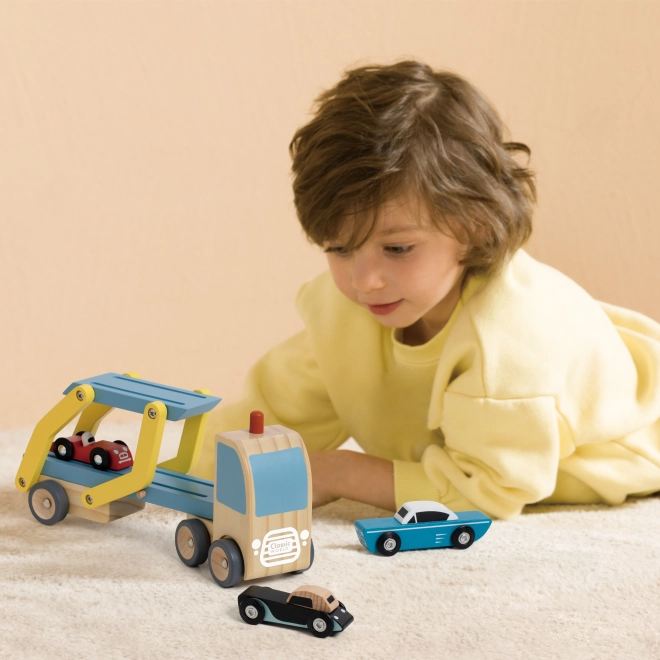 Transportator auto din lemn cu 4 vehicule - Classic World