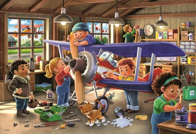 Puzzle reparație avioane și trenuri Ravensburger