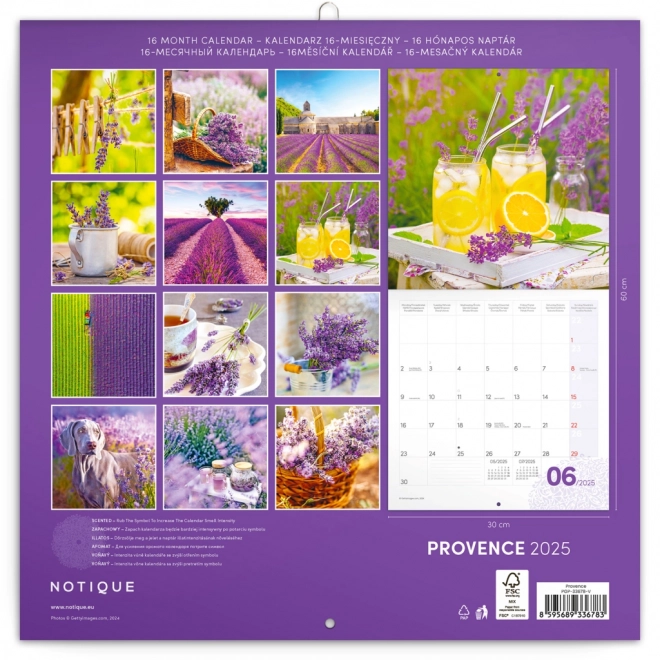 calendar notique anul 2025 cu temă provence, parfum de lavandă