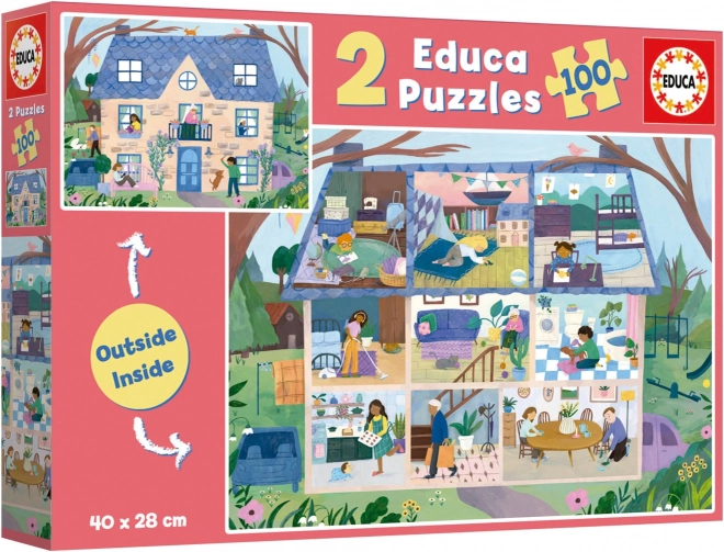 Puzzle EDUCA exterior și interior casă 2x100 piese