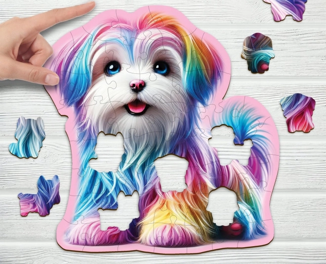 Puzzle din lemn Cățeluș Vesele 50 de piese