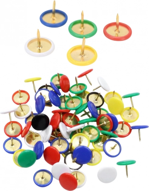 Set de ace colorate cu cap plat, 90 bucăți