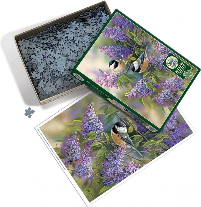 Puzzle Sýkorky pe liliac 1000 piese